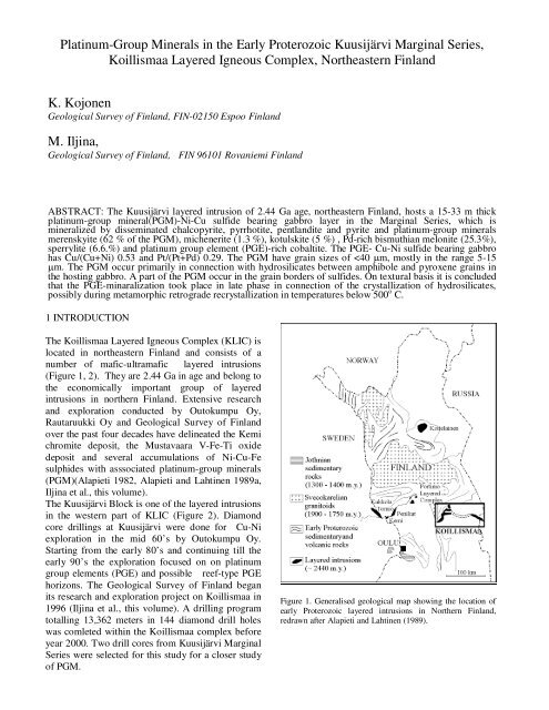Platinum-Group Minerals in the Early Proterozoic KuusijÃ¤rvi ...