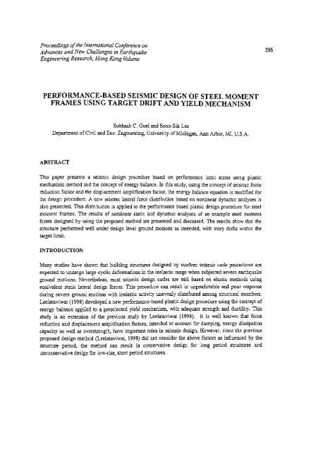 Earthquake Engineering Research - HKU Libraries - The University ...