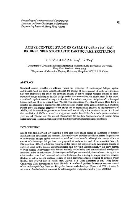 Earthquake Engineering Research - HKU Libraries - The University ...