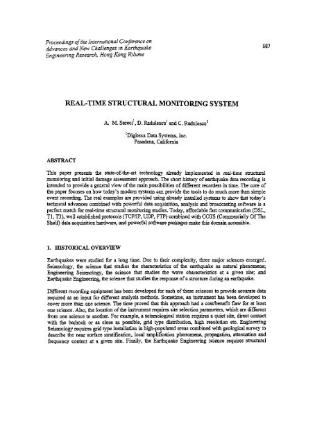 Earthquake Engineering Research - HKU Libraries - The University ...