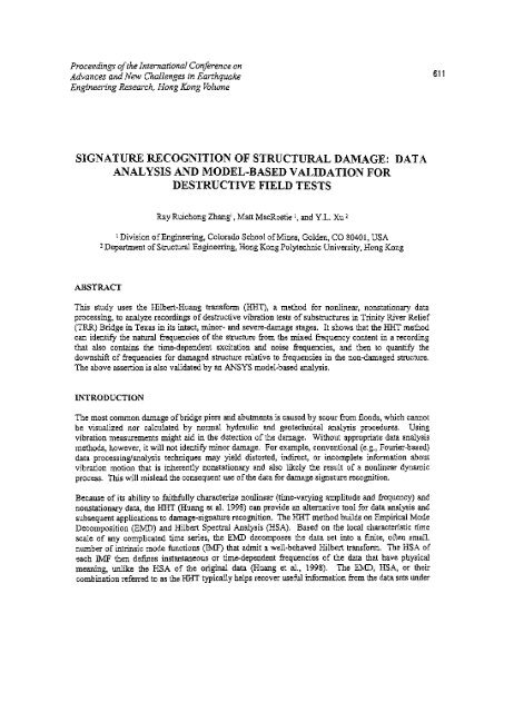 Earthquake Engineering Research - HKU Libraries - The University ...