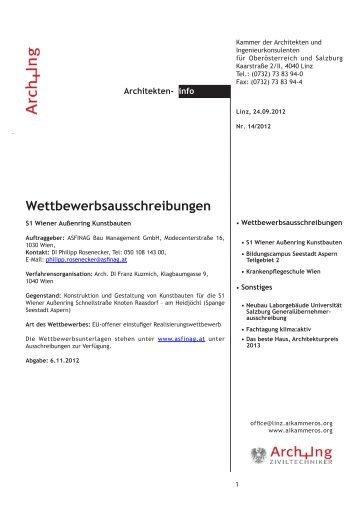 ArchInfo 14/2012 - Kammer der Architekten und Ingenieurkonsulenten