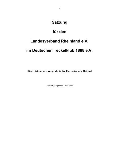 SATZUNG des LV Rheinland - DTK Landesverband Rheinland