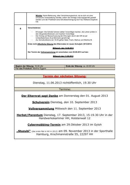Protokoll der Ã¶ffentlichen Elternratssitzung vom 15.05.2013