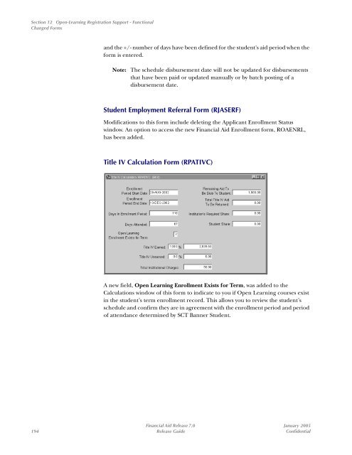 SCT Banner Financial Aid / Release Guide / 7.0