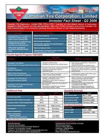 Fact Sheet - Canadian Tire Corporation