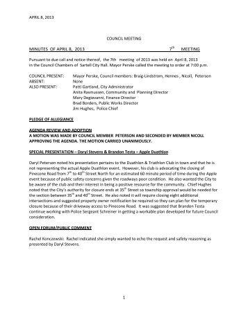 MINUTES OF APRIL 8, 2013 MEETING - City of Sartell