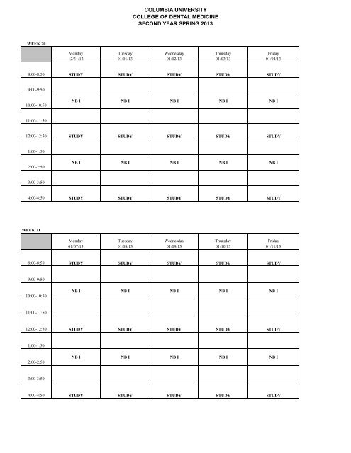 2nd Year - College of Dental Medicine - Columbia University