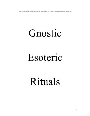 Gnostic Esoteric Ritual - Gnosis