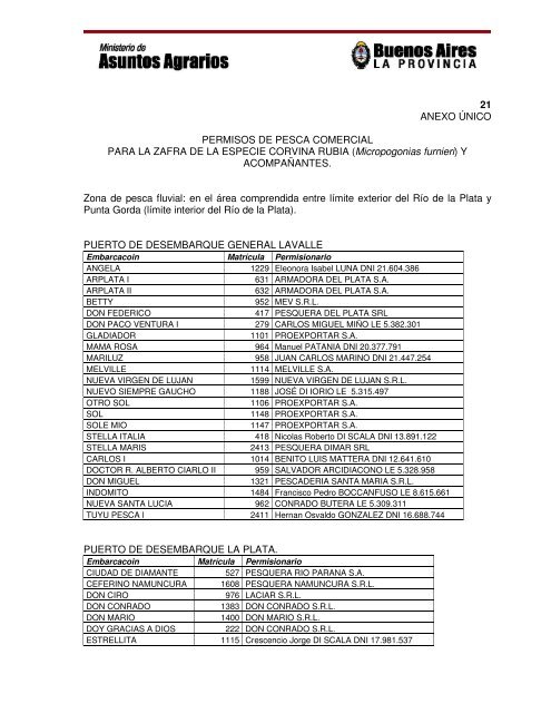 21 ANEXO ÃNICO PERMISOS DE PESCA COMERCIAL PARA LA ...