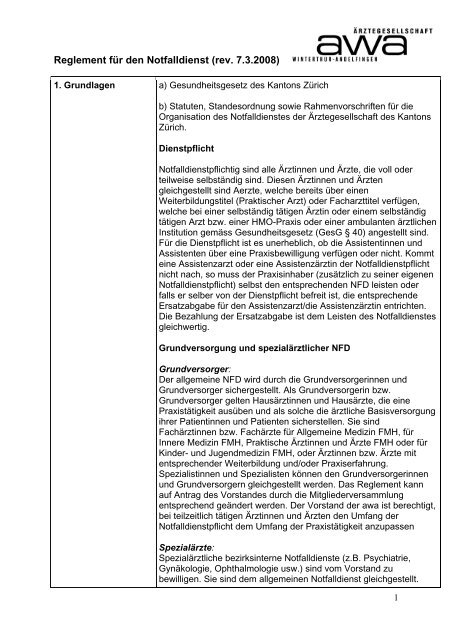 Ãrztegesellschaft der Bezirke Winterthur und Andelfingen AWA