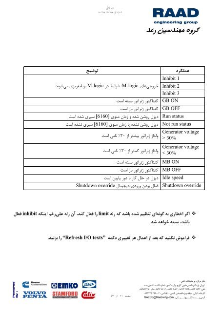 به : شركت محترم بين المللي صنعتي دريايي ايران ... - گروه مهندسين رعد