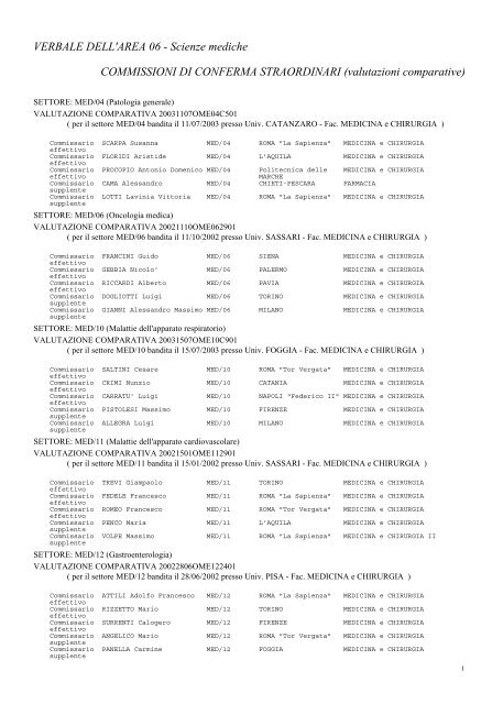 Commissioni di conferma straordinari - valutazioni ... - Cineca