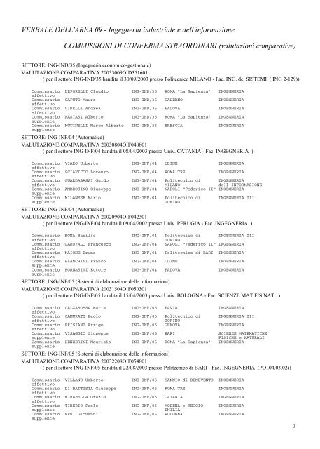 Commissioni di conferma straordinari - valutazioni ... - Cineca