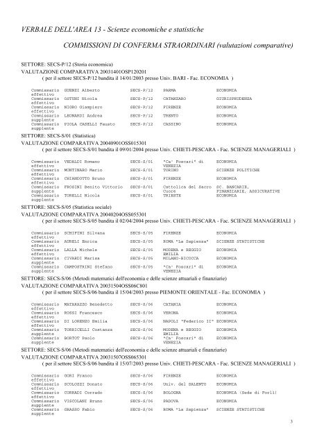 Commissioni di conferma straordinari - valutazioni ... - Cineca