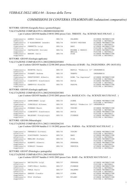 Commissioni di conferma straordinari - valutazioni ... - Cineca