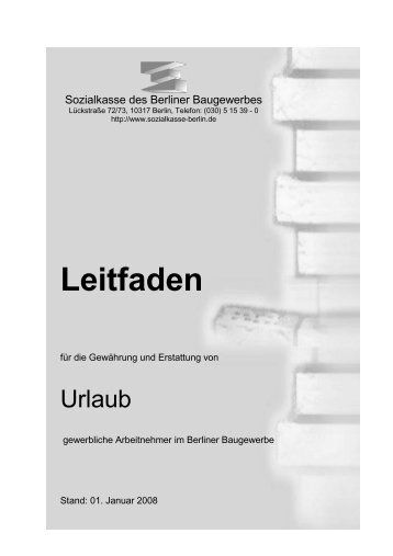 Leitfaden - Sozialkasse des Berliner Baugewerbes