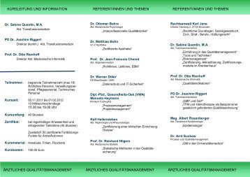 Ã¤rztliches qualitÃ¤tsmanagement - Abteilung Transfusionsmedizin