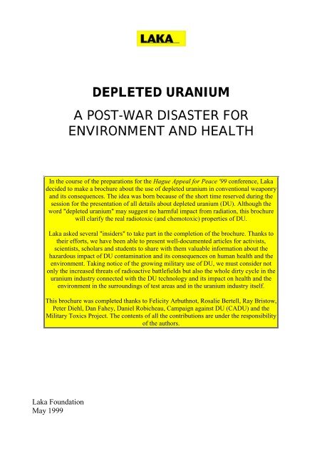 Depleted Uranium A Post War Disaster For Environment Laka Org