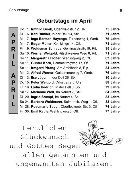 Evangelische Pfarrgemeinde Schriesheim -West - glockengruss.de