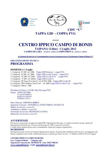 CENTRO IPPICO CAMPO DI BONIS TAIPANA (Udine ... - Fisetrieste.it