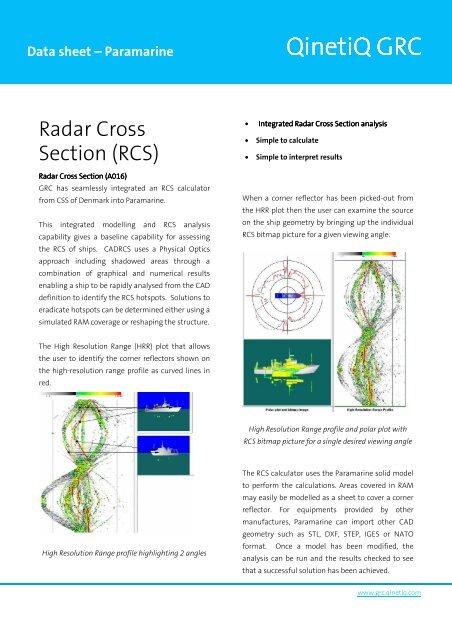 Radar Cross Section - QinetiQ GRC