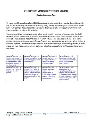 Douglas County School District Scope and Sequence English ...