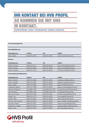 ihr kontakt bei hvb profil so kommen sie mit uns ... - HVB Profil GmbH