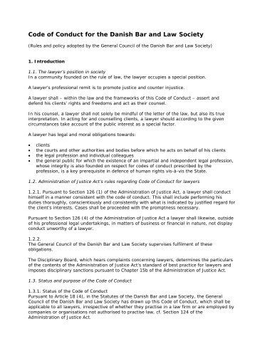 Code of Conduct for the Danish Bar and Law Society