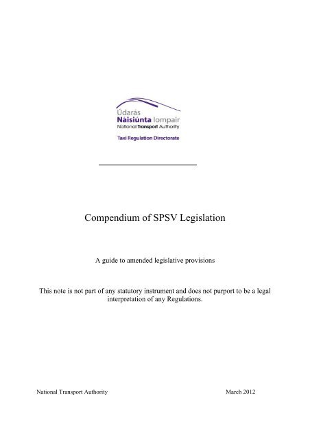 Compendium of SPSV Legislation - National Transport Authority