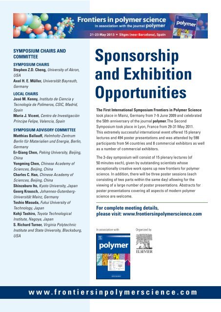 Sponsorship and Exhibition Sales Pack - Frontiers in Polymer Science