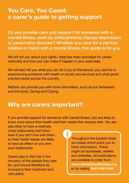 You Care, You Count: A carers' guide to getting support - Rethink