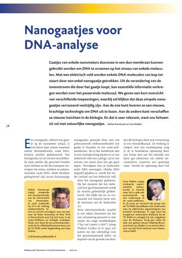 Nanogaatjes voor DNA-analyse - Cees Dekker Lab - TU Delft