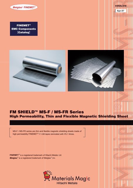 MS-F / MS-FR Magnetic Shielding Sheets - Hitachi Metals America ...