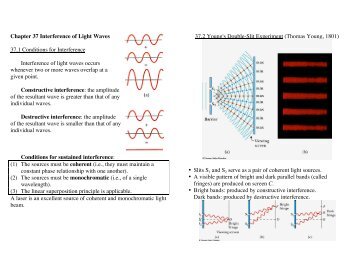 Chapter 37 Interference of Light Waves 37.1 Conditions for ...