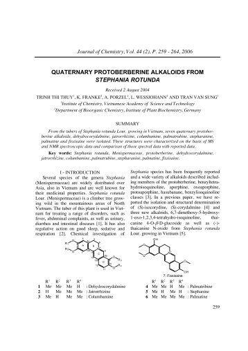 quaternary protoberberine alkaloids from stephania rotunda - DSpace