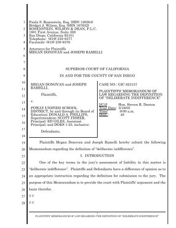 Memorandum of Law Regarding the Definition of âDeliberate ...