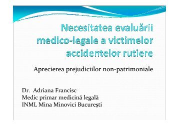 Dr. Adriana FRANCISC, Doctor in stiinte medicale, Medic primar ...