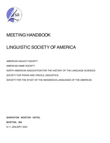 Annual Meeting Handbook - Linguistic Society of America