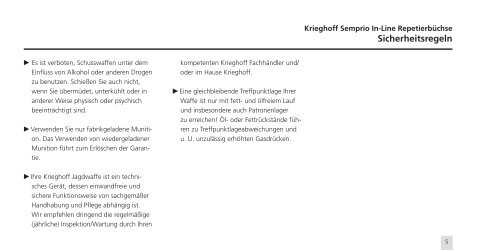 KRIEGHOFF SEMPRIO BEDIENUNGSANLEITUNG