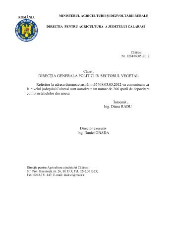 situaÈia capacitÄÈilor de depozitare autorizate - MADR
