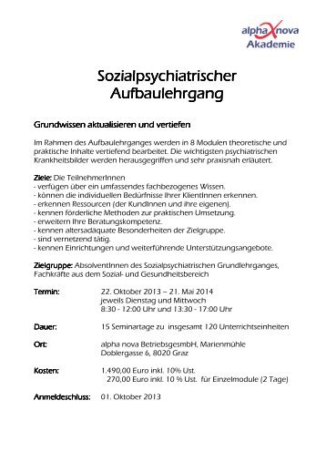 Sozialpsychiatrischer Sozialpsychiatrischer Aufbaulehrgang ...