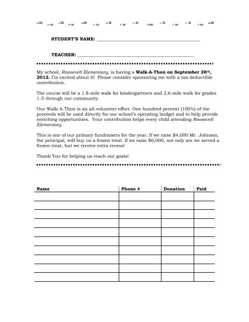 Printable Walk A Thon Pledge Form Template Printable Forms Free Online