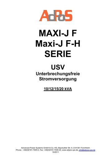 Benutzerhandbuch 10-20 kVA - AdPoS USV