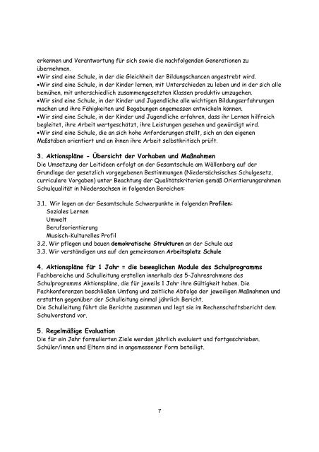 Infoheft der KGS Hambergen - Gesamtschule am Wällenberg