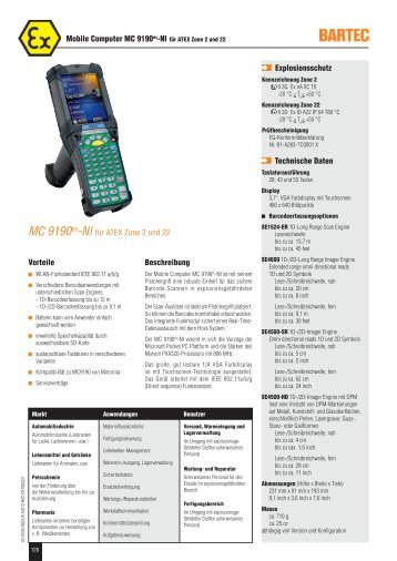 Mobile Computer MC 9190ex-NI für ATEX Zone 2 und 22 ...