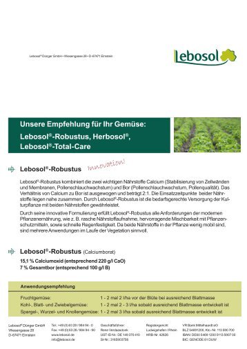 Robustus, Herbosol®, Lebosol®-Total-Care - Lebosol Dünger GmbH