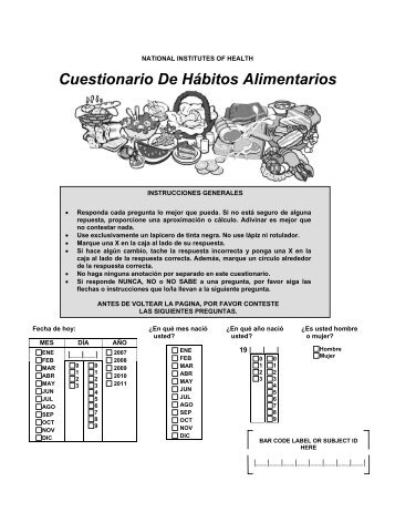 Cuestionario De Hábitos Alimentarios - Applied Research Program