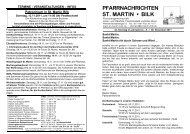 PFARRNACHRICHTEN ST. MARTIN â¢ BILK - des Pfarrverbandes ...