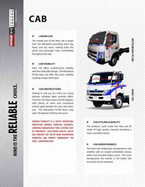 COMPETITIVE COMPARISON - Hino Trucks
